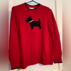 Charter Club Red Sweater with Black Dog Design